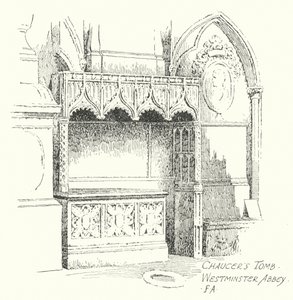 Chaucer sírja, Westminster apátság (litográfia) alkotó: Frederick Adcock