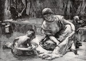 Gyermekfürdő, Egyiptom alkotó: Frederick Arthur Bridgman