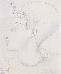 I. Szeti (i. e. 1394-1279) fejének domborművének tanulmányozása az I. Szeti templomban, Abüdosz, 1874 alkotó: Frederick Arthur Bridgman