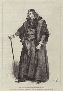 Henry Irving úr Shylock szerepében, A velencei kereskedőben, a Lyceum Theatre-ben alkotó: Frederick Barnard