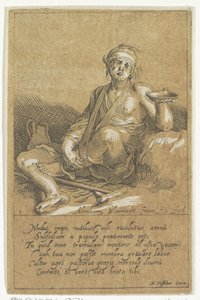 Megnyomorodott koldus tállal Kis figurák (sorozat címe) alkotó: Frederick Bloemaert