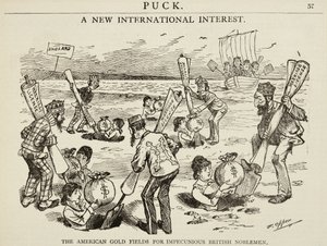1880-ban készült rajzfilm „Az amerikai aranymezőket feddhetetlen brit nemesek számára”