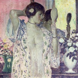 A kézi tükör (olaj, vászon) alkotó: Frederick Carl Frieseke
