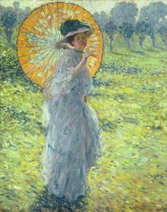 Nő napernyővel, c. 1906 (olaj, vászon) alkotó: Frederick Carl Frieseke