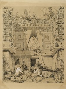 Archway, Casa del Gobernador, Uxmal, Yucatan, 1843 (szépia tinta és mosás szőtt papíron) alkotó: Frederick Catherwood