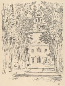 Colonial Church, Gloucester, 1918. alkotó: Frederick Childe Hassam