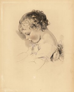 Henry Bloxam, Sir Thomas Lawrence unokaöccse portréja. Fiú kék szalagos ruhás. Frederick Christian Lewis kézzel színezett metszete Sir Thomas Lawrence illusztrációja után a P.G.-től. Patmore drágakő kabinetje, Ackermann, London