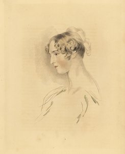 Mary Isabella Bloxam portréja fiatal nőként, Sir Thomas Lawrence unokahúga. Feltartott és göndörített hajjal, vállra szabott ruhában. Frederick Christian Lewis metszete Sir Thomas Lawrence illusztrációja után a P.G. Patmore kabinetje G