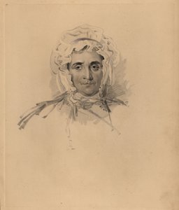 Sir Thomas Lawrence édesanyjának, Lucy Readnek a portréja a halálhoz közel. Motorháztetőben és magas nyakú ruhában. Frederick Christian Lewis kézzel színezett metszete Sir Thomas Lawrence illusztrációja után a P.G.-től. Patmore drágakő kabinetje, Ackermann