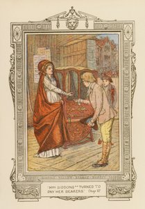 "Mrs Siddons megfordult, hogy kifizesse hordozóit" (színes litográfia) alkotó: Frederick Colin Tilney