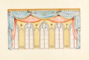 Rajz, Ablakdíszítés, valószínűleg a zeneterem keleti falához, Royal Pavilion, Brighton, 1820