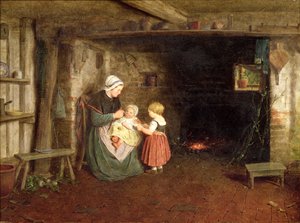 Elvárás: Víkendház belseje anyával és gyermekeivel, 1854