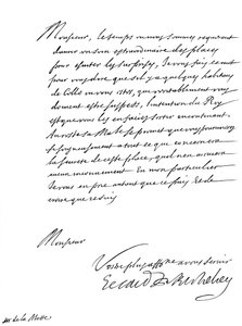 Richelieu bíboros levele Monsieur de la Motte-hoz, 1865. 17. század.
