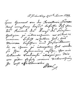 I. Pál orosz császár levele Numsen tábornoknak, 1799 1865.