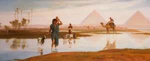 A Nílus túlfolyása a piramisokkal alkotó: Frederick Goodall