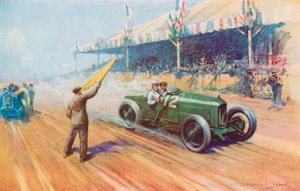 Sir Henry Segrave megszerezte az első brit győzelmet egy Grand Prix-n a kétliteres Sunbeammel a Tours-pályán (színes litó)