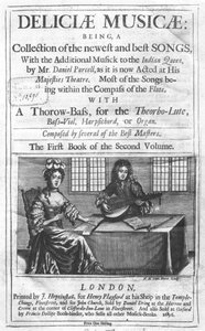 A „Deliciae Musicae” címoldala, J. Heptinstall, Henry Playford, London, 1696 alkotó: Frederick Hendrick van Hove