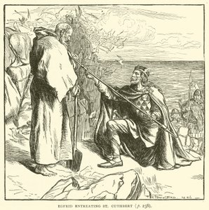 Egfrid könyörgő Szent Cuthbert (metszet) alkotó: Frederick Henry Townsend