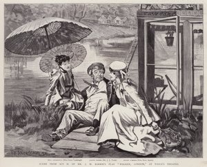 Irene Vanbrugh, John Lawrence Toole és Mary Ansell angol színészek J. M. Barrie Walker című darabjának produkciójában, Londonban, a londoni Toole