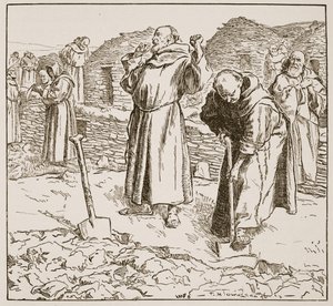 Kolostori gazdálkodás, illusztráció a „The Church of England: A History for the People” című könyvéből, H.D.M. Spence-Jones, kocsma. 1910 körül (litho) (szépia fotó) alkotó: Frederick Henry Townsend