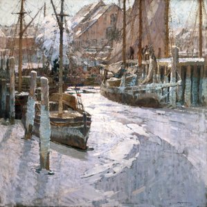Jéggel kötött edények (olaj, vászon) alkotó: Frederick John Mulhaupt