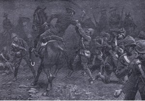 Boole-Smith őrnagy foglalkozik De Wettel, az After Pretoria: The Guerilla War című filmből, amelyet a Harmsworth Bros Limited adott ki, 1901 alkotó: Frederick Judd Waugh