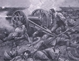 Dewetsdorp védelme: egy 15 fontos egykezes munka, illusztráció az After Pretoria: The Guerilla War, 1902-ből alkotó: Frederick Judd Waugh