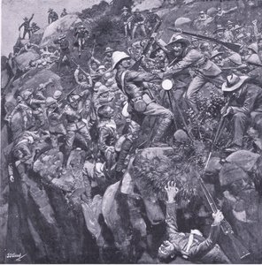 A nooitgeddachti katasztrófa: Egy bátor jeladó vége, a Pretoria után: A gerillaháborúból, a Harmsworth Bros Limited, 1901 alkotó: Frederick Judd Waugh