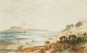 Portland és Sandsfoot kastély kilátása, Dorset (akvarell)