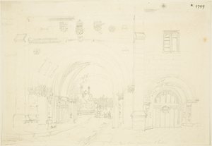 A bristoli katedrális apátsági kapuja, délre néz (ceruza papíron) alkotó: Frederick Mackenzie