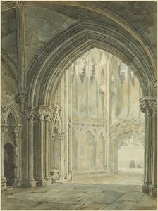 St Mary Redcliffe északi tornácának belseje alkotó: Frederick Mackenzie