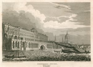 Kilátás a Somerset House-ra, The Strand, London, a Temze, Westminster alkotó: Frederick Mackenzie