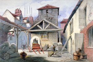 A Rose Inn udvara, Farringdon Street, London City, 1838.