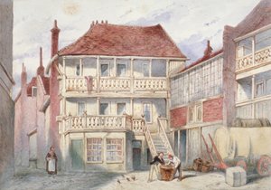 Kilátás a French Horn Tavernre, Holborn, London, 1840