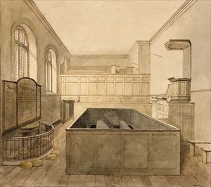 A kápolna, Newgate börtön (akvarell) alkotó: Frederick Nash