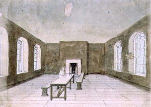 Az elítélt szoba, Newgate börtön (akvarell) alkotó: Frederick Nash