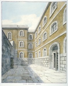 A kápolna udvara Newgate börtönben, Old Bailey, Newgate Prison, Old Bailey, City of London, 1840 alkotó: Frederick Nash