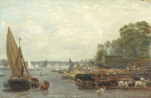Westminster Bridge, 1820-30 körül (olaj, panel) alkotó: Frederick Nash