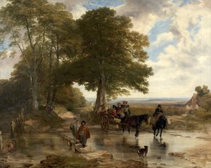 Piaci szekér egy pataknál, 1845