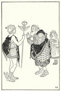 Midas észrevette a szobában álló idegen alakját (litho) alkotó: Frederick Richardson