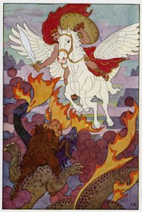 A Pegasus egyenesen a Kiméra hármas feje felé indult (színes litó)