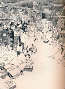 Egy okos karikaturista ingatlan szobája, 1890