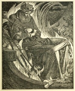 Warwulf király halála, kocsma. 1915-ös metszet, 1915.
