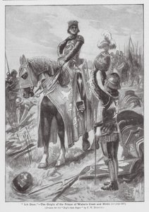 "Ich Dien", a walesi herceg címerének és jelmondatának eredete (litográfia). alkotó: Frederick William (after) Burton