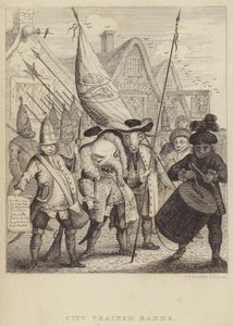 City Trained Bands: szatíra a londoni városhoz kötődő milíciákról és az 1745-ös jakobita lázadás okozta pánikról (metszet) alkotó: Frederick William Fairholt