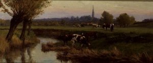 Tehenek legelnek a folyó mellett alkotó: Frederick William Newton Whitehead