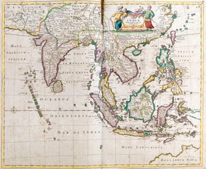 Kelet-India térképe (Dél- és Délkelet-Ázsia: Pakisztán, India, Nepál, Banglades, Burma, Srí Lanka, Thaiföld, Malajzia, Vietnam, Kambodzsa, Laosz, Fülöp-szigetek, Szingapúr és Indonézia) (rézkarc