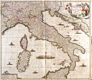 Olaszország, Korzika és Szardínia térképe (rézkarc alkotó: Frederick de Wit