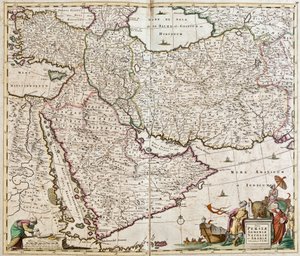 Perzsia (Irán), Örményország, Anatólia (Törökország) és Arábia (Arab-félsziget: Szaúd-Arábia, Kuvait, Egyesült Arab Emírségek, Omán, Katar, Jemen, Bahrein) térképe (rézkarc)