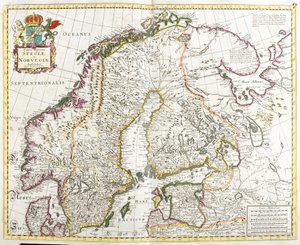 Svédország és Norvégia térképe (rézkarc alkotó: Frederick de Wit